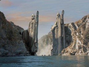 This image shows a scene taken from"The Lord of the Rings" film.