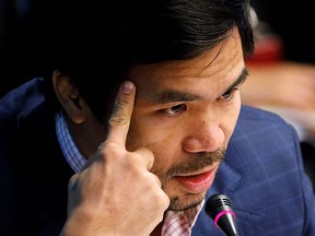Filipino boxing champ and Senator Manny Pacquiao speaks at the Senate in Pasay, Philippines January 26, 2017. (REUTERS/Erik De Castro/File Photo)