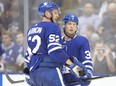 Martin Marincin (left) and Rasmus Sandin has been an effective defensive pairing for the Maple Leafs during the pre-season. (Chris Young/The Canadian Press)