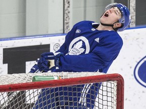 Mitch Marner at Toronto Maple Leaf practice at the Master Card centre in Toronto, Ont. on Tuesday April 16, 2019.
