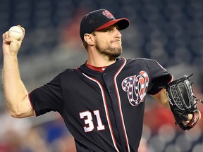 Max Scherzer of the Washington Nationals pitches against the Philadelphia Phillies at Nationals Park on September 24, 2019 in Washington, DC. (Mitchell Layton/Getty Images)