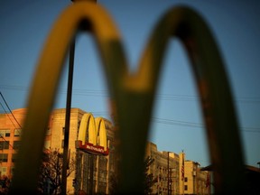 The logo of a McDonald's restaurant is seen in Los Angeles on Oct. 24, 2017.
