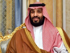 Saudi Arabia's Crown Prince Mohammed bin Salman attends a meeting with U.S. Secretary of State Mike Pompeo in Jeddah, Saudi Arabia, on Sept. 18, 2019.