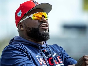 Former Boston Red Sox player David Ortiz walks on the field prior to the game between the Boston Red Sox and the Minnesota Twins at JetBlue Park. (Douglas DeFelice-USA TODAY Sports/File Photo)