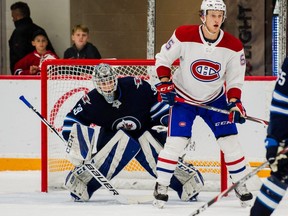 Goaltender Griffen Outhouse carried Jets hopefuls to a 2-1 win.