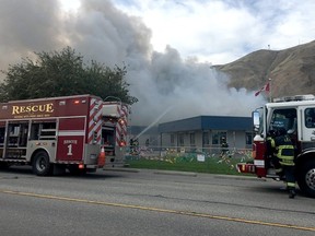 The large plume of dark smoke as seen as Parkcrest Elementary school in Kamloops
