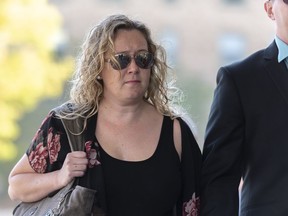 Carolyn Strom, left, arrives at the Court of Appeal for Saskatchewan in Regina on Tuesday September 17, 2019.