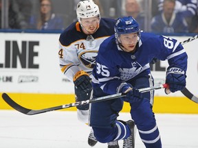 Maple Leafs prospect Semyon Der-Arguchintsev, seen here in pre-season game in 2018, has some high hopes for this year's OHL campaign. (Claus Andersen/Getty Images)