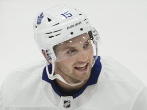 Forward Alexander Kerfoot works out in Toronto on Sept. 5, 2019.