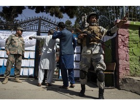 Afghan security watches the streets outside a polling station in a key Presidential election on September 28, 2019 in Kabul, Afghanistan.