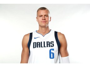 Kristaps Porzingis #6 of the Dallas Mavericks poses for a portrait during the Dallas Mavericks Media Day at American Airlines Center on September 30, 2019 in Dallas, Texas.
