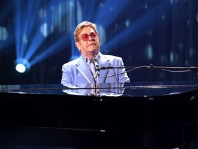 Elton John performs live on stage at iHeartRadio ICONS with Elton John: Celebrating The Launch Of Elton Johns Autobiography, "Me" at the iHeartRadio Theater Los Angeles on October 16, 2019.