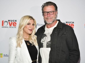 Tori Spelling and Dean McDermott attend the Much Love Animal Rescue 3rd Annual Spoken Woof Benefit at Microsoft Lounge on October 17, 2019 in Culver City, California.