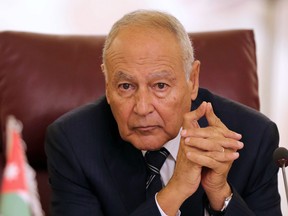 Secretary General of the Arab League Ahmed Aboul Gheit attends the Arab Foreign Ministers extraordinary meeting to discuss the Syrian crisis in Cairo, Egypt Oct. 12, 2019. REUTERS/Mohamed Abd El Ghany