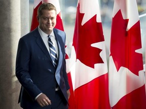 Conservative Leader Andrew Scheer arrives for a morning announcement in Toronto Tuesday, October 1, 2019. THE CANADIAN PRESS/Jonathan Hayward