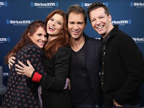 Actors Megan Mullally, Debra Messing, Erik McCormack and Sean Hayes take part in SiriusXMÕs ÔTown HallÕ with the cast of ÔWill & GraceÕ hosted by Andy Cohen on September 25, 2017 in New York City.