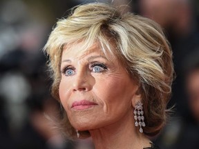 US actress Jane Fonda poses as she arrives on May 13, 2018 for the screening of the film "Sink Or Swim (Le Grand Bain)" at the 71st edition of the Cannes Film Festival in Cannes, southern France.