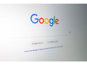 In this file photo taken on July 10, 2019 The Google logo is seen on a computer in Washington, DC.