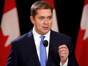 Conservative Leader Andrew Scheer speaks at a news conference the day after he lost the federal election to Justin Trudeau in Regina, on Tuesday, Oct. 22, 2019.