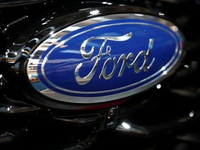 Ford logo is pictured at the 2019 Frankfurt Motor Show (IAA) in Frankfurt, Germany September 10, 2019.