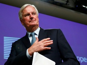 European Union's chief Brexit negotiator Michel Barnier leaves after attending a news conference at European Council building in Brussels, Belgium, October 17, 2019. REUTERS/Francois Lenoir