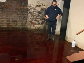 Oh the horror! Blood flooded the basement of an Iowa family. (KGET/YouTube)