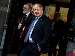 British Prime Minister Boris Johnson leaves a European Union Summit in Brussels on October 18, 2019. (KENZO TRIBOUILLARD/AFP via Getty Images)