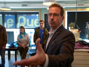 Bloc Québécois Leader Yves-François Blanchet is seen at electoral office in Beloeil on Monday, Oct. 21, 2019.