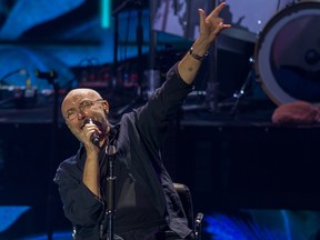 British singer Phil Collins performs on stage at the Auditorio Citibanamex on the start his "Not Dead Yet" tour in Monterrey, Mexico,  March 6, 2018.