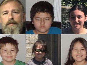 From top left, Ian MacDermid, 49, Magnus, 14, Eska, 13, Mattias, 10, Evalyn, 5, Sovereign, 11.