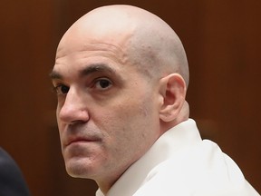 Michael Gargiulo listens during closing statements in his capital murder trial in Los Angeles Superior Court, Aug. 6, 2019.