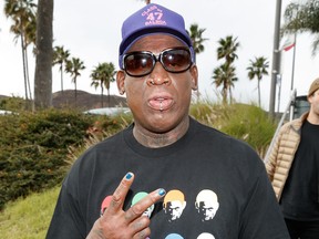 Dennis Rodman attends a charity softball game to benefit "California Strong" at Pepperdine University on Jan. 13, 2019 in Malibu, Calif. (Rich Polk/Getty Images for California Strong)
