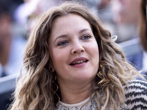 Drew Barrymore attends Lucy Liu's Walk of Fame ceremony in Hollywood, Calif., May 1, 2019.