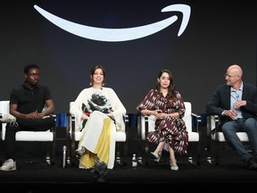 (L-R) Gary Carr, Anne Hathaway, Cristin Milioti and Daniel Jones of 'Modern Love' speaks onstage during the Amazon Prime Video segment of the Summer 2019 Television Critics Association Press Tour at The Beverly Hilton Hotel on on July 27, 2019 in Beverly Hills, California.