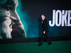 Joaquin Phoenix attends the premiere of Warner Bros Pictures "Joker" on September 28, 2019 in Hollywood, California.