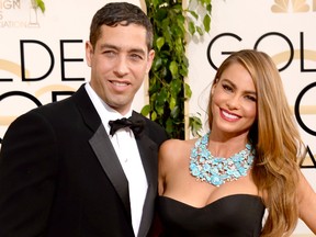Nick Loeb  and actress Sofia Vergara attend the 71st Annual Golden Globe Awards held at The Beverly Hilton Hotel on Jan. 12, 2014 in Beverly Hills, Calif.  (Jason Merritt/Getty Images)