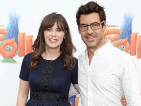 Zooey Deschanel and Jacob Pechenik attend the premiere of 20th Century Fox's "Trolls" at Regency Village Theatre on Oct. 23, 2016 in Westwood, Calif.  (Frederick M. Brown/Getty Images)