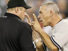 Yankees manager Joe Girardi argues a call during a game in 2010. (Postmedia file photo)