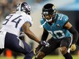 Jalen Ramsey of the Jacksonville Jaguars defends against Corey Davis of the Tennessee Titans at TIAA Bank Field on September 19, 2019 in Jacksonville. (James Gilbert/Getty Images)
