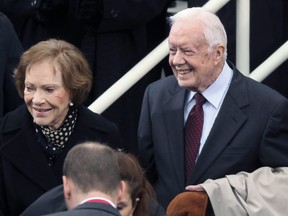 In a Friday, Jan. 20, 2017 file photo, former president Jimmy Carter and Rosalynn Carter arrive during the 58th Presidential Inauguration at the U.S. Capitol in Washington. (AP Photo/Andrew Harnik, File)