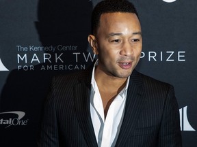 Singer John Legend arrives at the Kennedy Center for the Mark Twain Award for American Humor on Oct. 27, 2019 in Washington, D.C. (ALEX EDELMAN/AFP via Getty Images)
