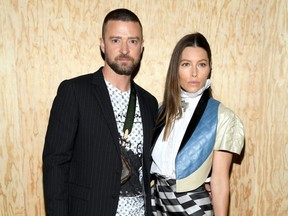 Justin Timberlake and Jessica Biel attend the Louis Vuitton Womenswear Spring/Summer 2020 show as part of Paris Fashion Week on Tuesday, Oct. 1, 2019.