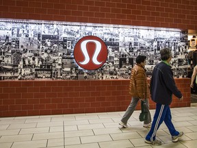 Lululemon Athletica retail store in Coquitlam Centre in Coquitlam, B.C., is pictured in this March 19, 2013 file photo. (CARMINE MARINELLI/Postmedia Network files)