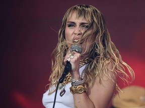 Miley Cyrus performs at the Glastonbury Festival of Music and Performing Arts on June 30, 2019. (OLI SCARFF/AFP/Getty Images)