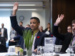 Newly elected members of Parliament NDP Matthew Green, left, and Liberal Steven Guilbeault take part in orientations in Ottawa on Tuesday Oct. 29, 2019.