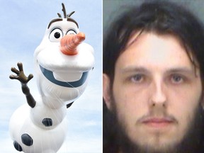 Cody Meader, right, was arrested for allegedly defiling an Olaf doll at a Florida Target.