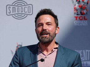 Actor Ben Affleck speaks during a handprint and footprint ceremony for Kevin Smith and Jason Mewes, at the forecourt of the TCL Chinese Theatre, in Los Angeles, California, U.S. October 14, 2019. REUTERS/Mario Anzuoni ORG XMIT: MEX501