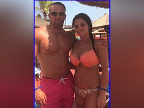 Leah Cambridge, right, with partner Scott Frank, died after getting a Brazilian butt lift.