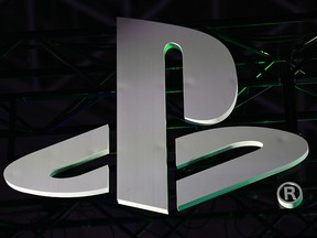 The Sony Playstation logo is seen during the Tokyo Game Show in Makuhari, Chiba Prefecture on Sept. 12, 2019.