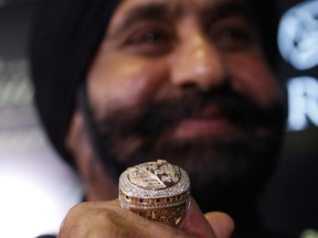 Toronto Raptors Superfan Nav Bhatia received a championship ring from the Raptors on Tuesday.